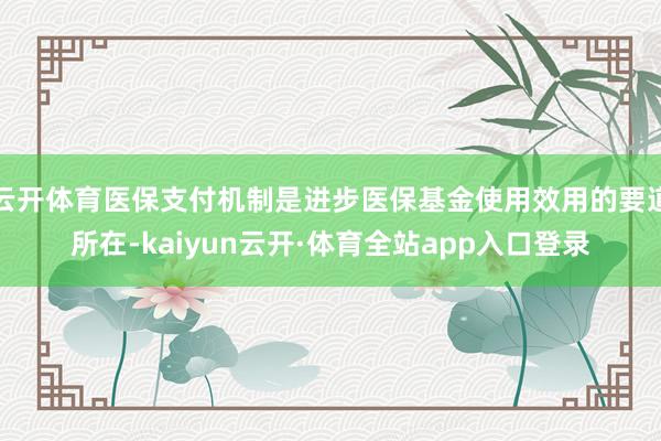 云开体育医保支付机制是进步医保基金使用效用的要道所在-kaiyun云开·体育全站app入口登录